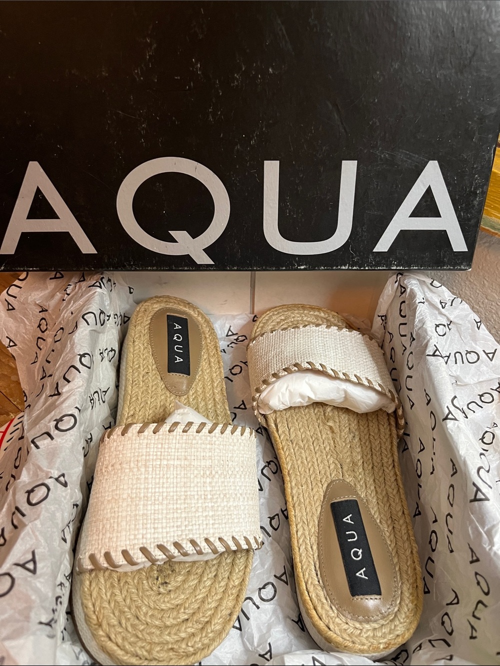 NEW Aqua Rafia Espadrille Slide Womens size US 6.5